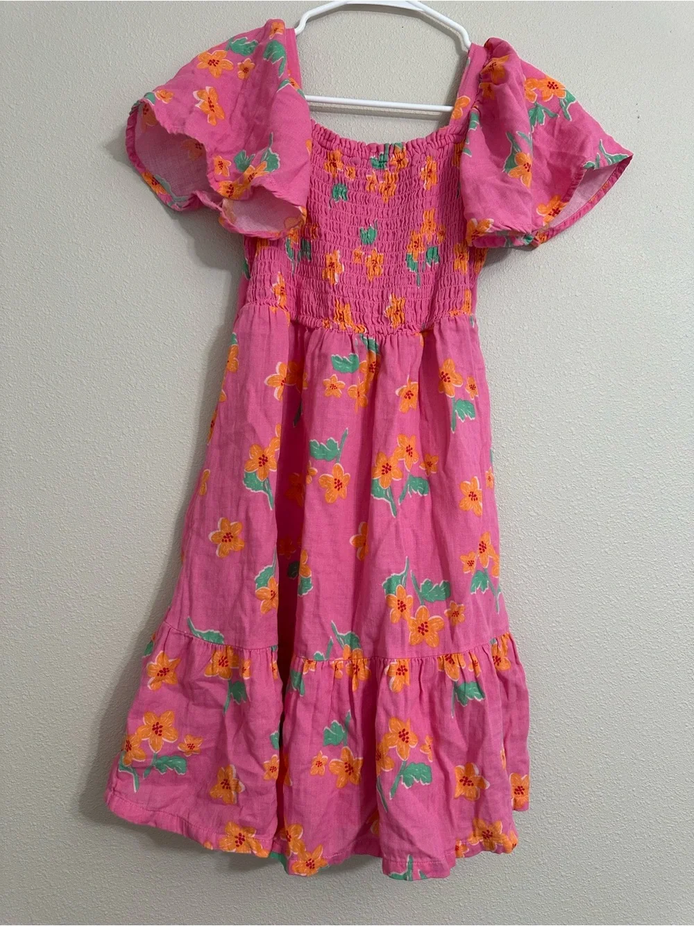 Old Navy Pink Floral Flutter-Sleeve Sundress